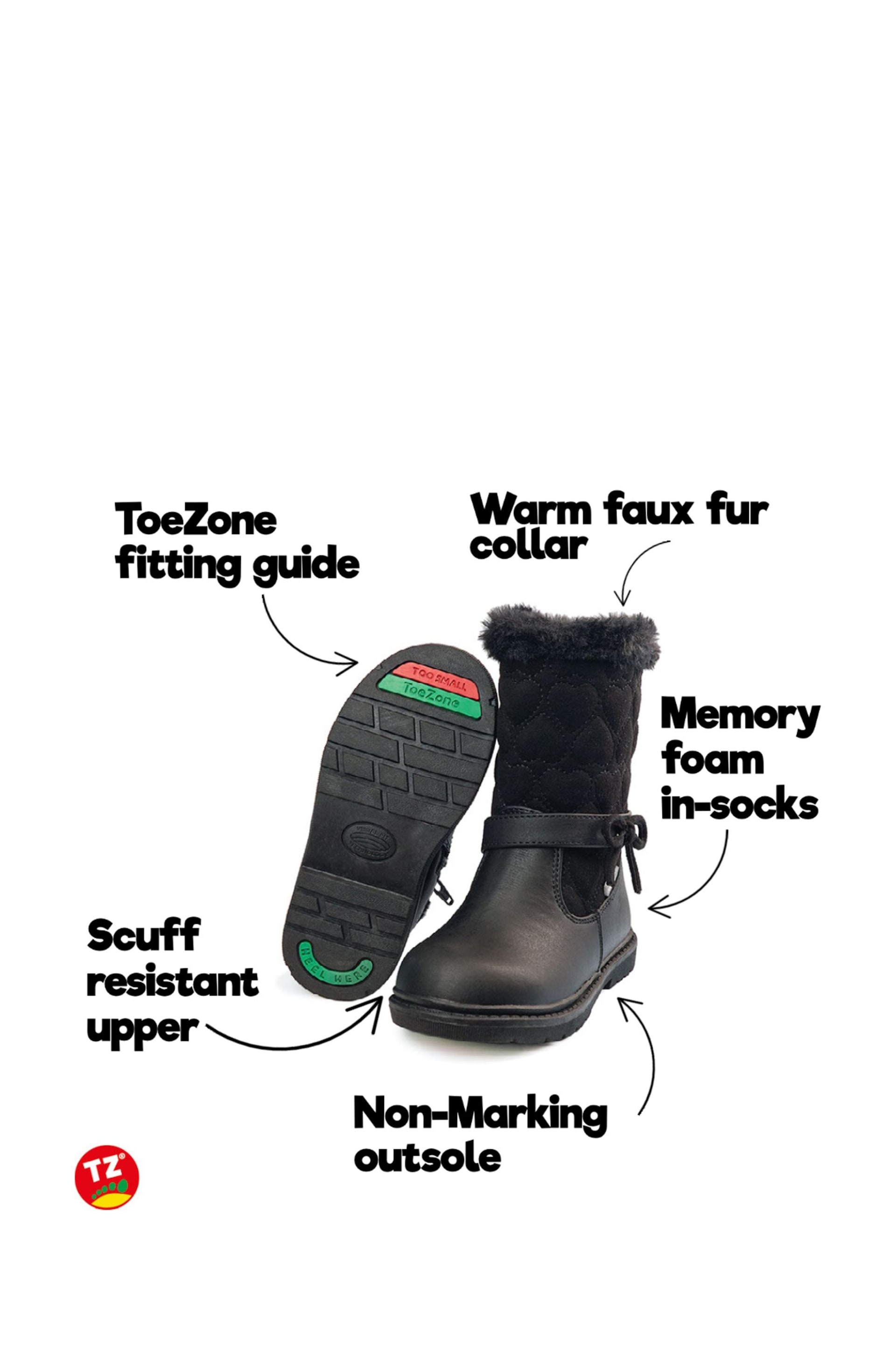 ToeZone Black Inside Zip Boots - Image 3 of 5