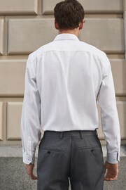 White Regular Fit Signature Textured Single Cuff Shirt With Trim Detail - Image 3 of 8