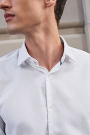 White Regular Fit Signature Textured Single Cuff Shirt With Trim Detail - Image 4 of 8