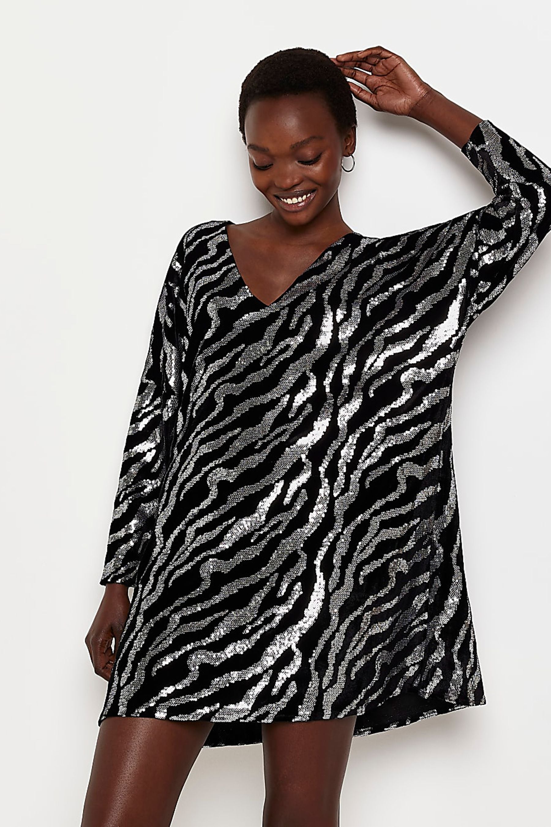 River island black print dress new arrivals