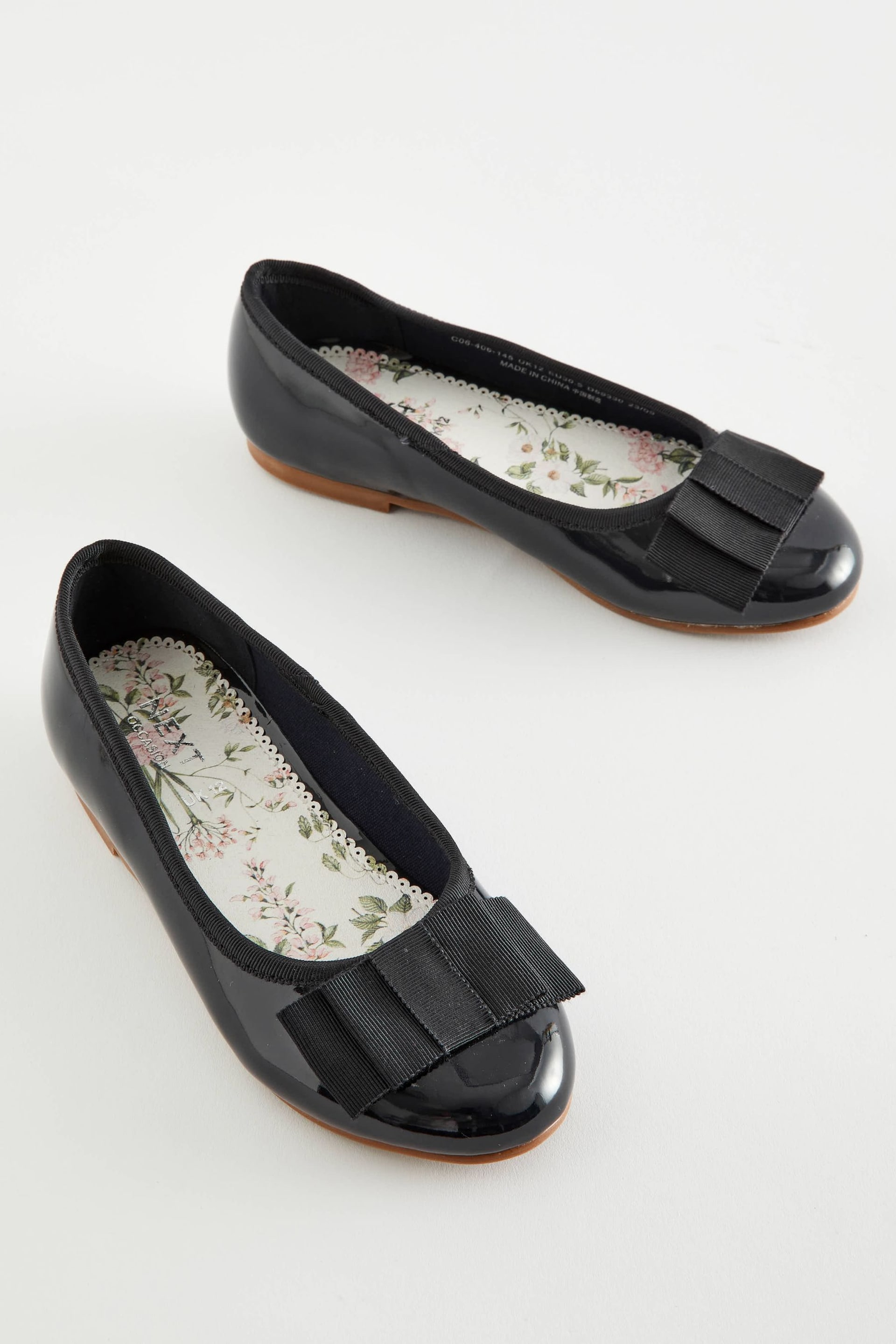 Navy Patent Bow Occasion Ballerinas Shoes - Image 1 of 5