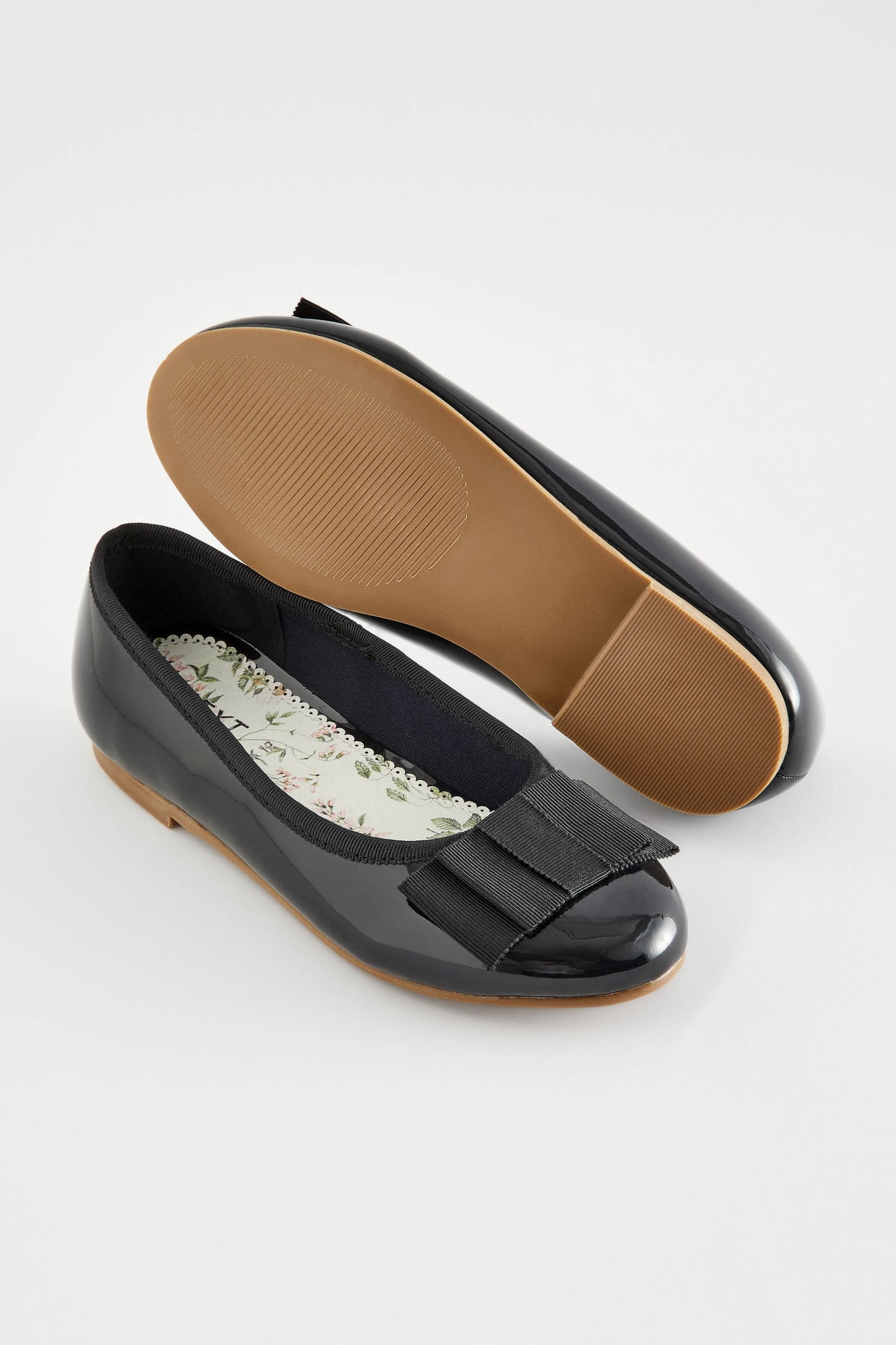 Navy Patent Bow Occasion Ballerinas Shoes - Image 3 of 5