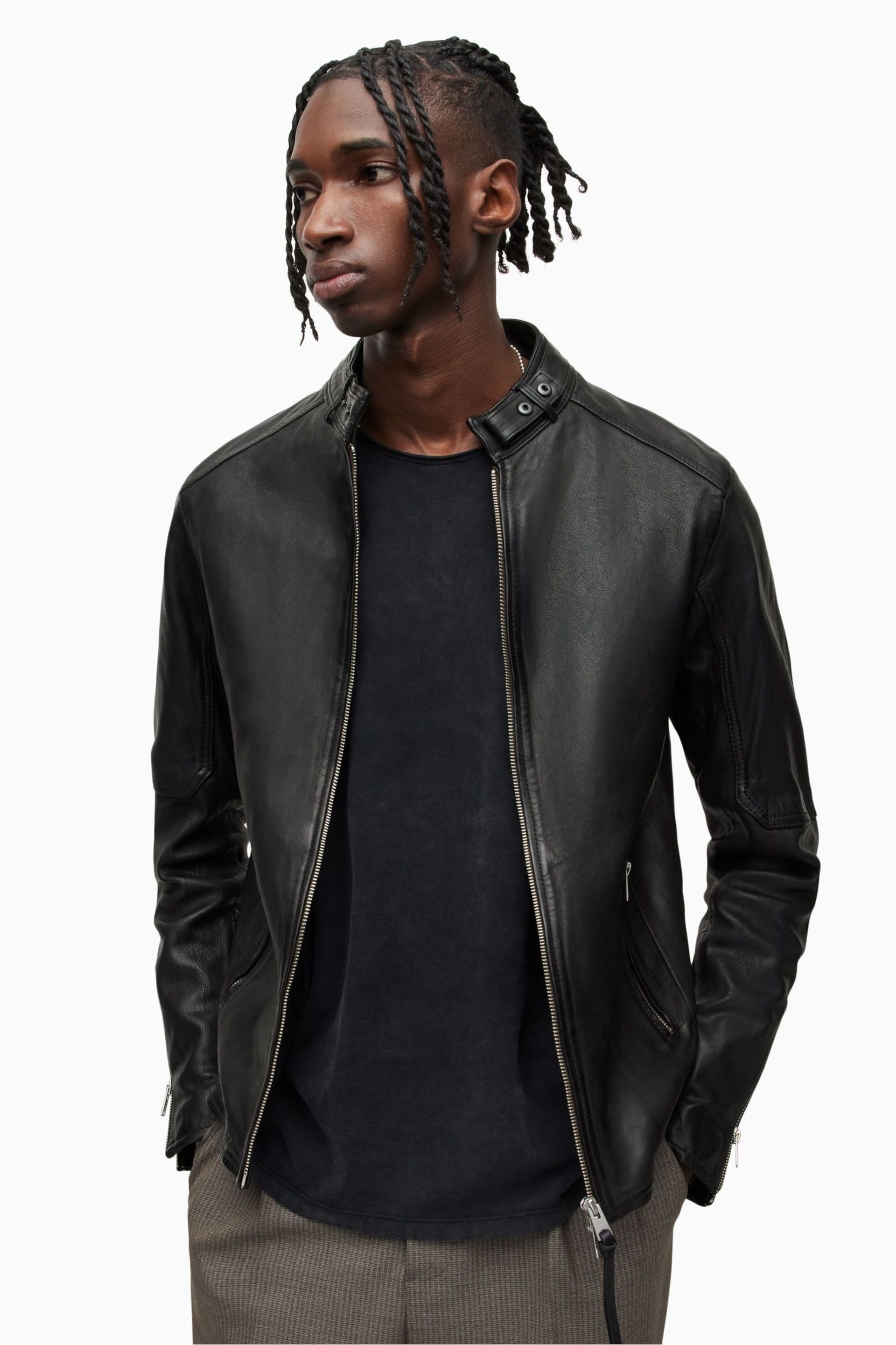 AllSaints Black Cora Leather Jacket - Image 1 of 10