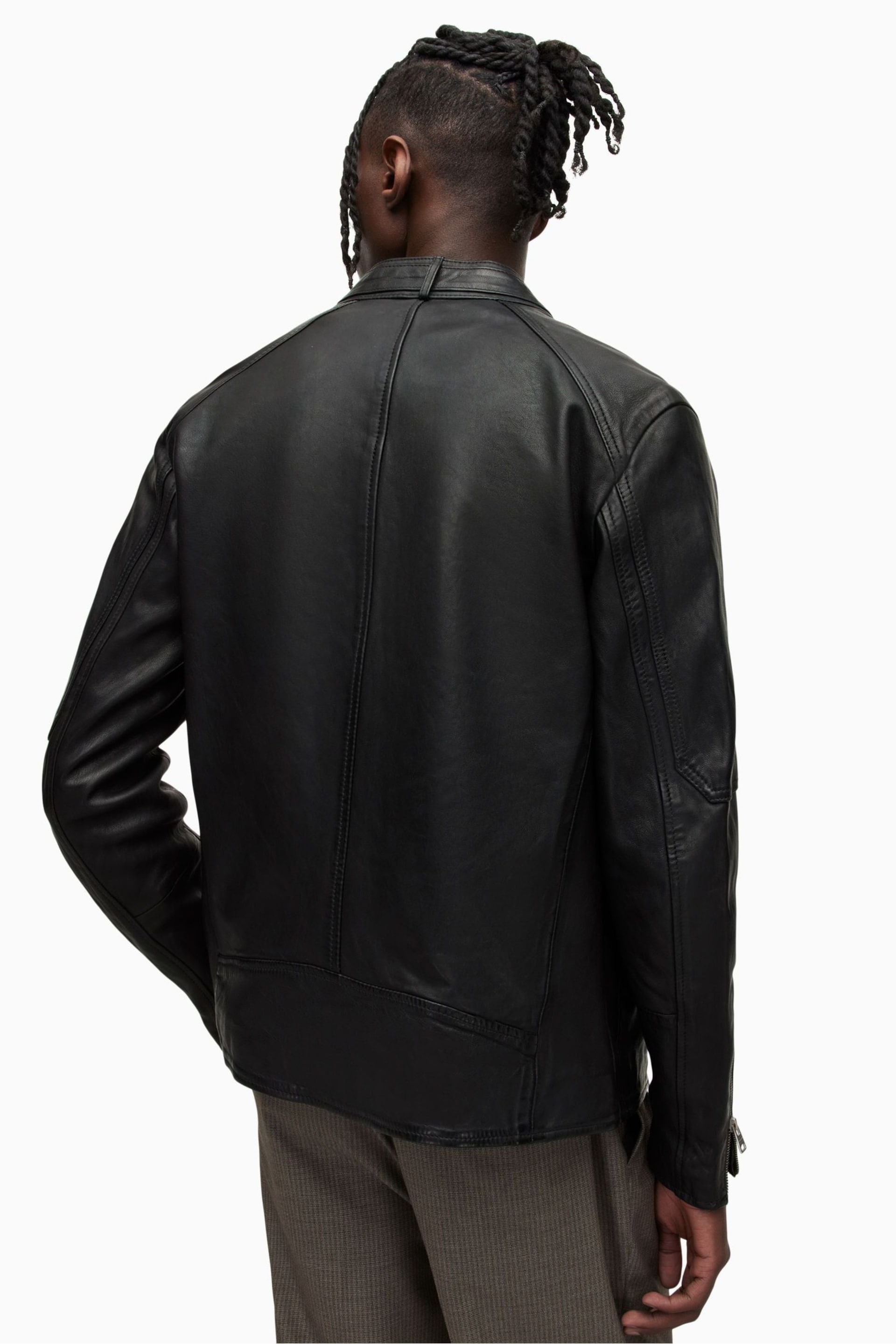 AllSaints Black Cora Leather Jacket - Image 3 of 10