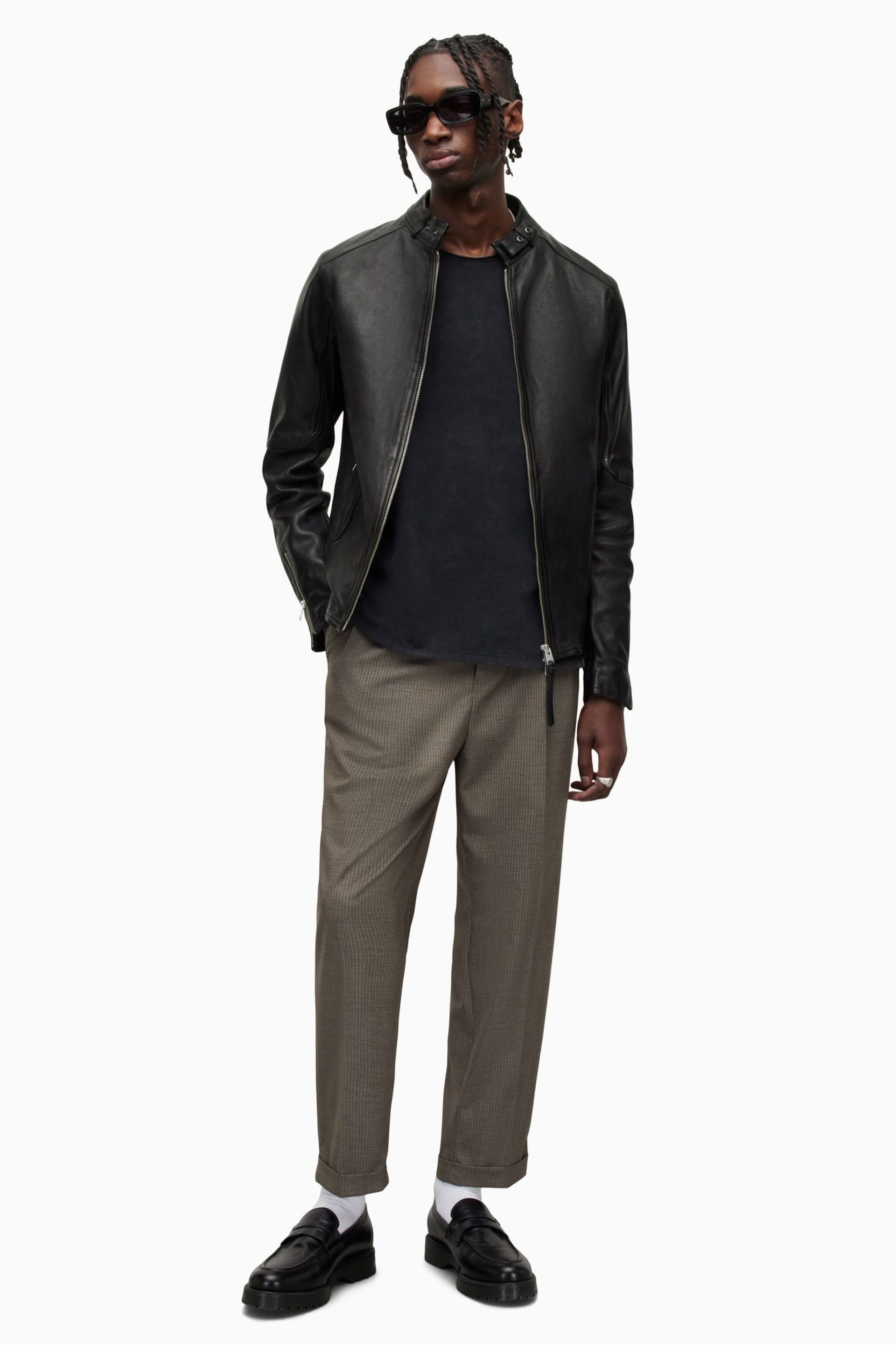 AllSaints Black Cora Leather Jacket - Image 4 of 10