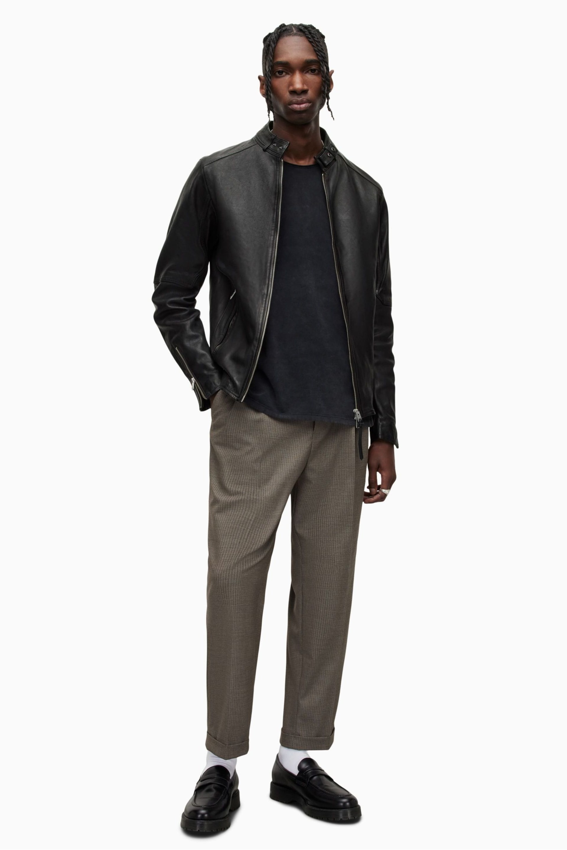 AllSaints Black Cora Leather Jacket - Image 5 of 10