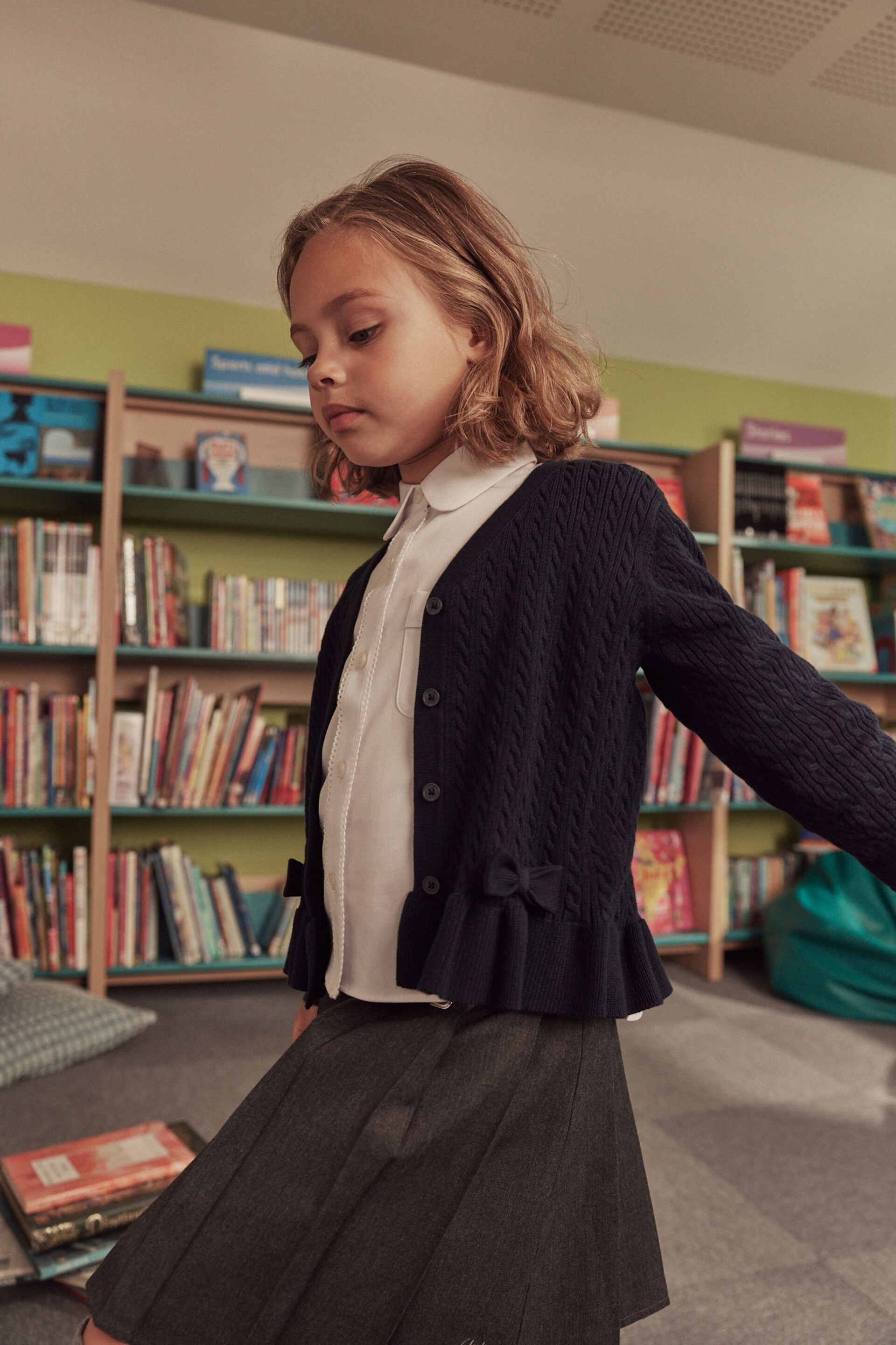 Clarks Navy Girls School Cable Cardigan - Image 1 of 17
