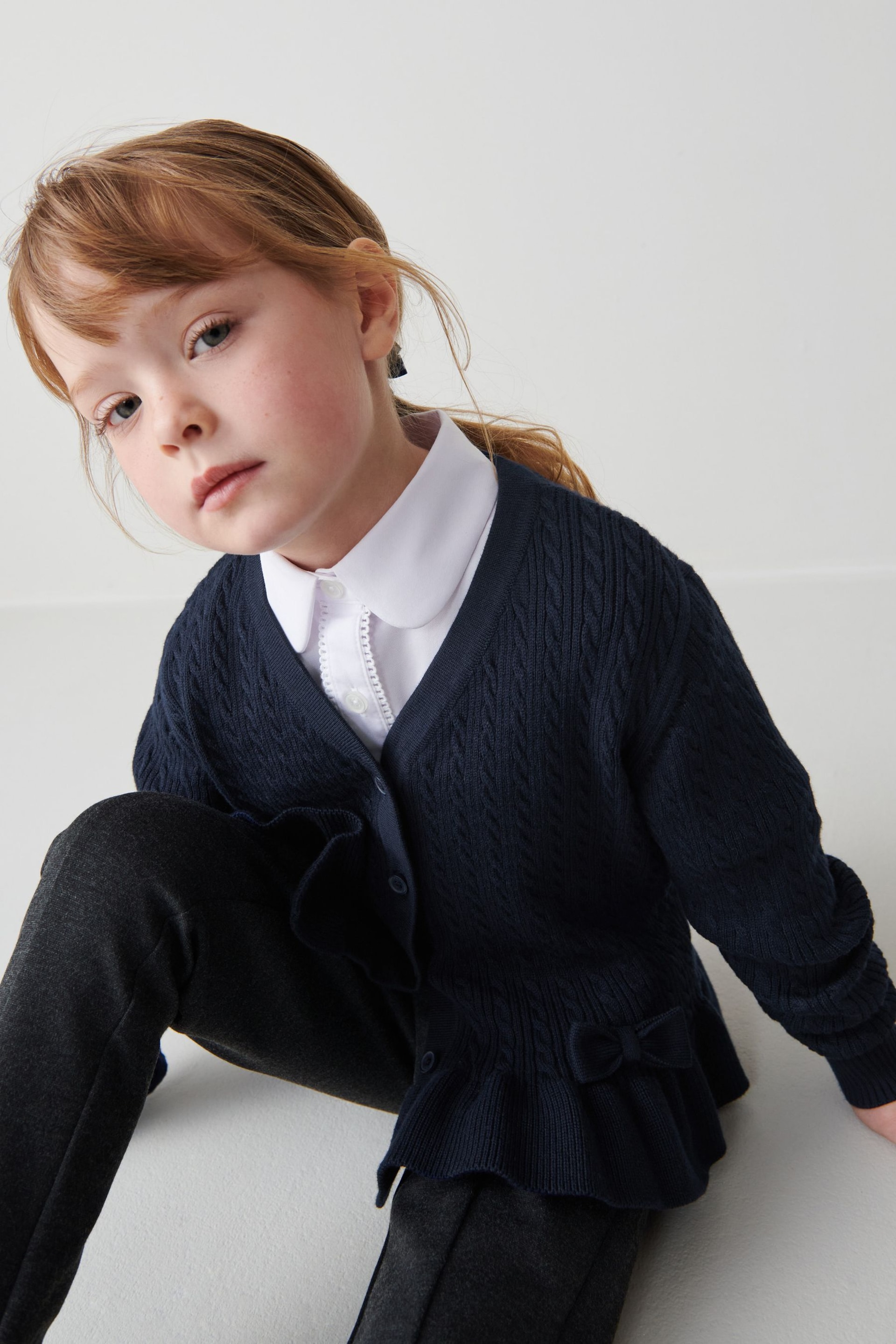 Clarks Navy Girls School Cable Cardigan - Image 9 of 17