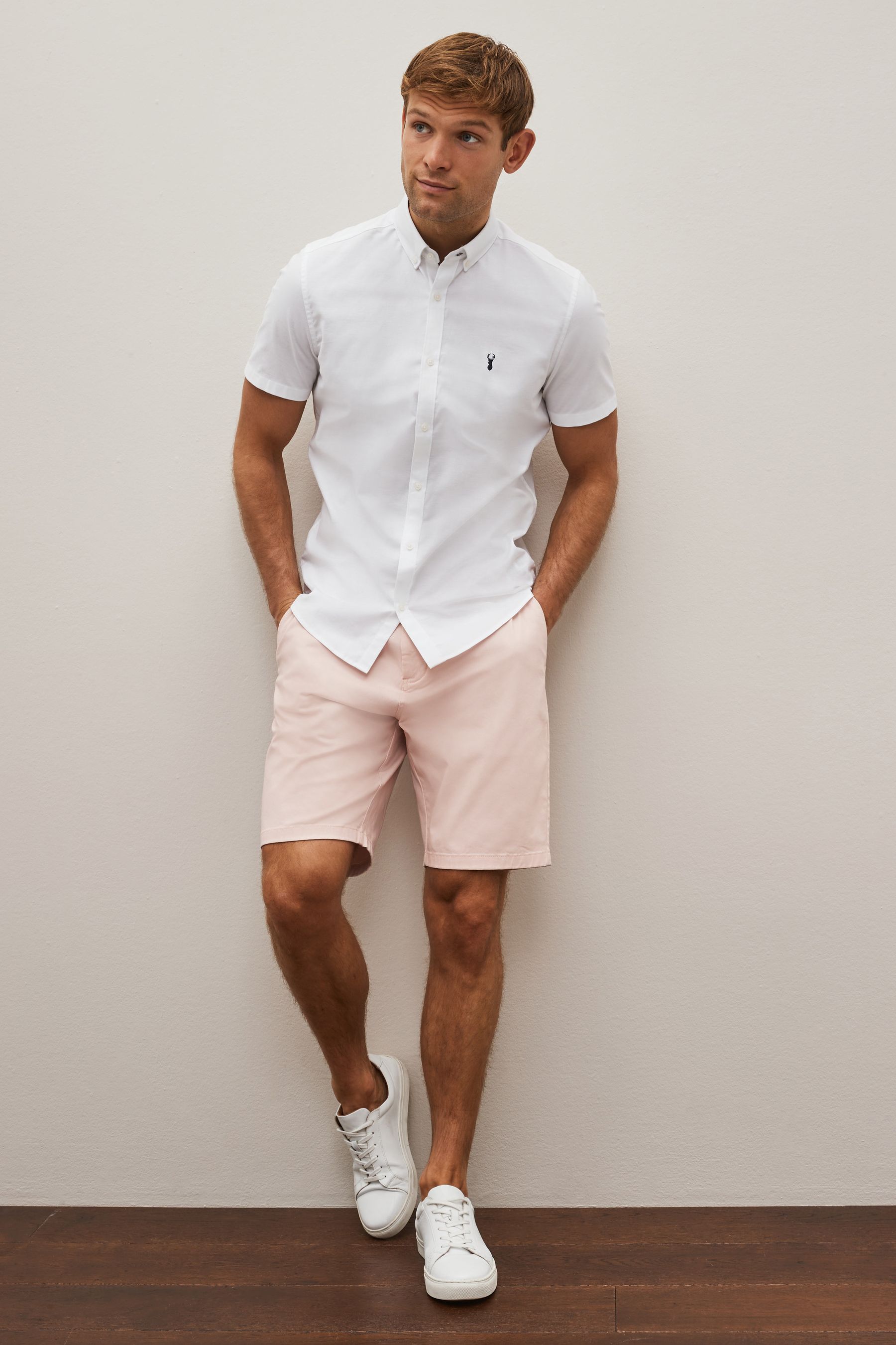 Buy Light Pink Straight Stretch Chino Shorts from Next Luxembourg