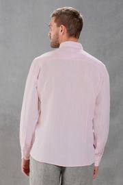Pink Slim Fit Signature Baird McNutt Irish 100% Linen Trimmed Shirt - Image 5 of 9