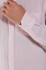 Pink Slim Fit Signature Baird McNutt Irish 100% Linen Trimmed Shirt - Image 6 of 9