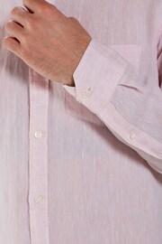 Pink Slim Fit Signature Baird McNutt Irish 100% Linen Trimmed Shirt - Image 7 of 9