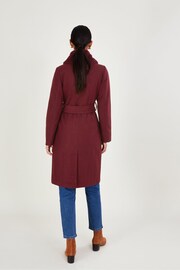 Monsoon Red Rufus Faux Fur Collar Belted Coat - Image 2 of 3