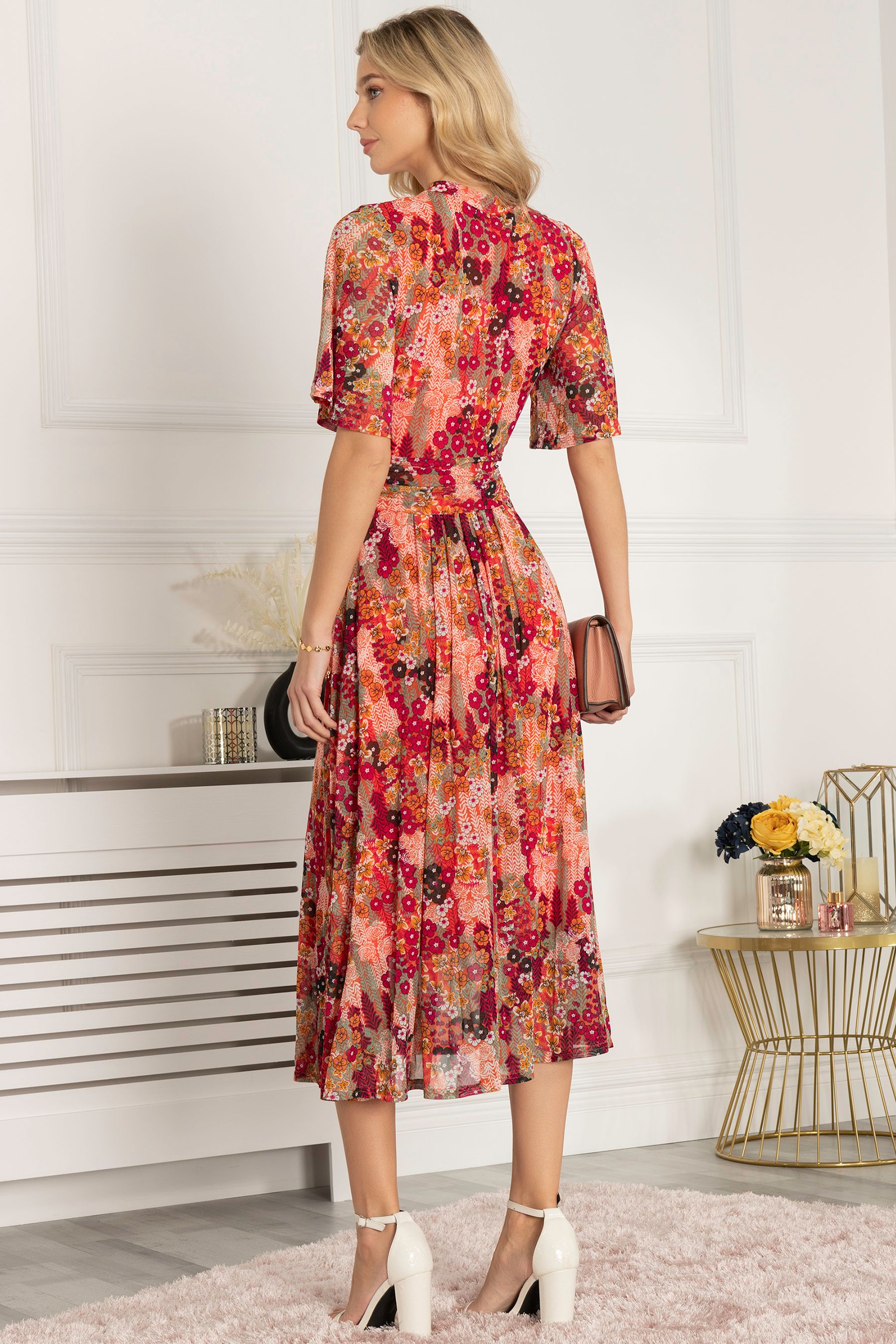 Buy Jolie Moi Orange Tina Turtle Neck Mesh Maxi Dress from Next Luxembourg
