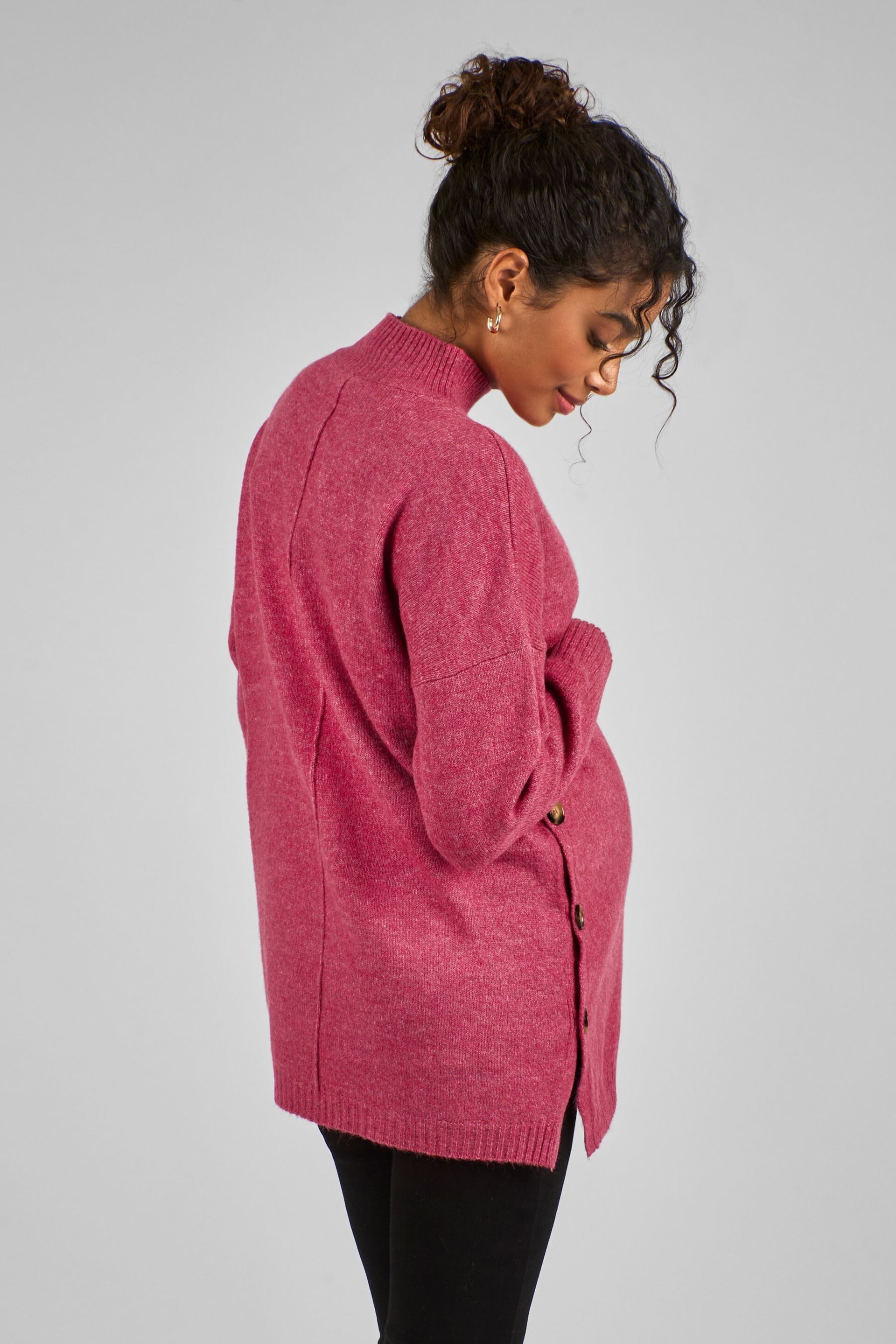 JoJo Maman Bébé Pink Turtle Neck Maternity & Nursing Jumper - Image 2 of 4