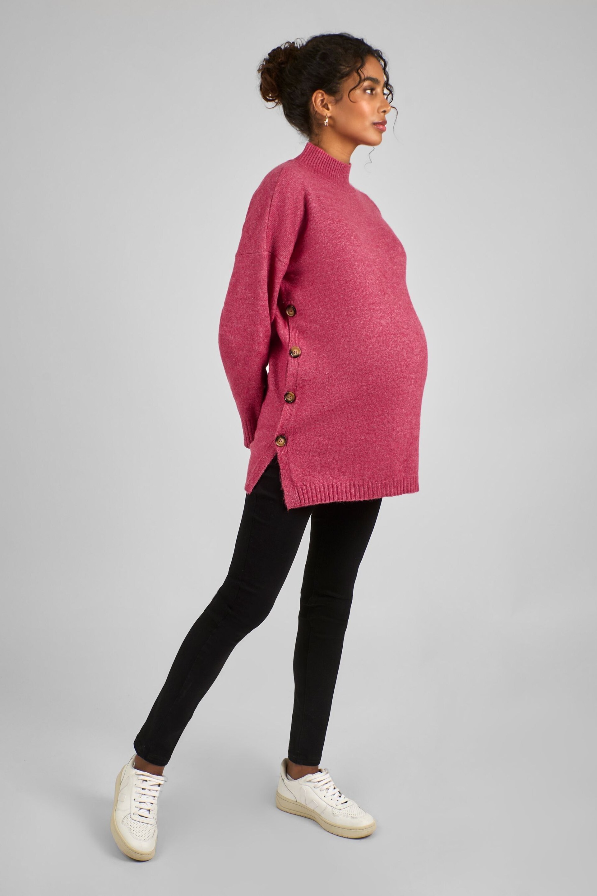 JoJo Maman Bébé Pink Turtle Neck Maternity & Nursing Jumper - Image 3 of 4