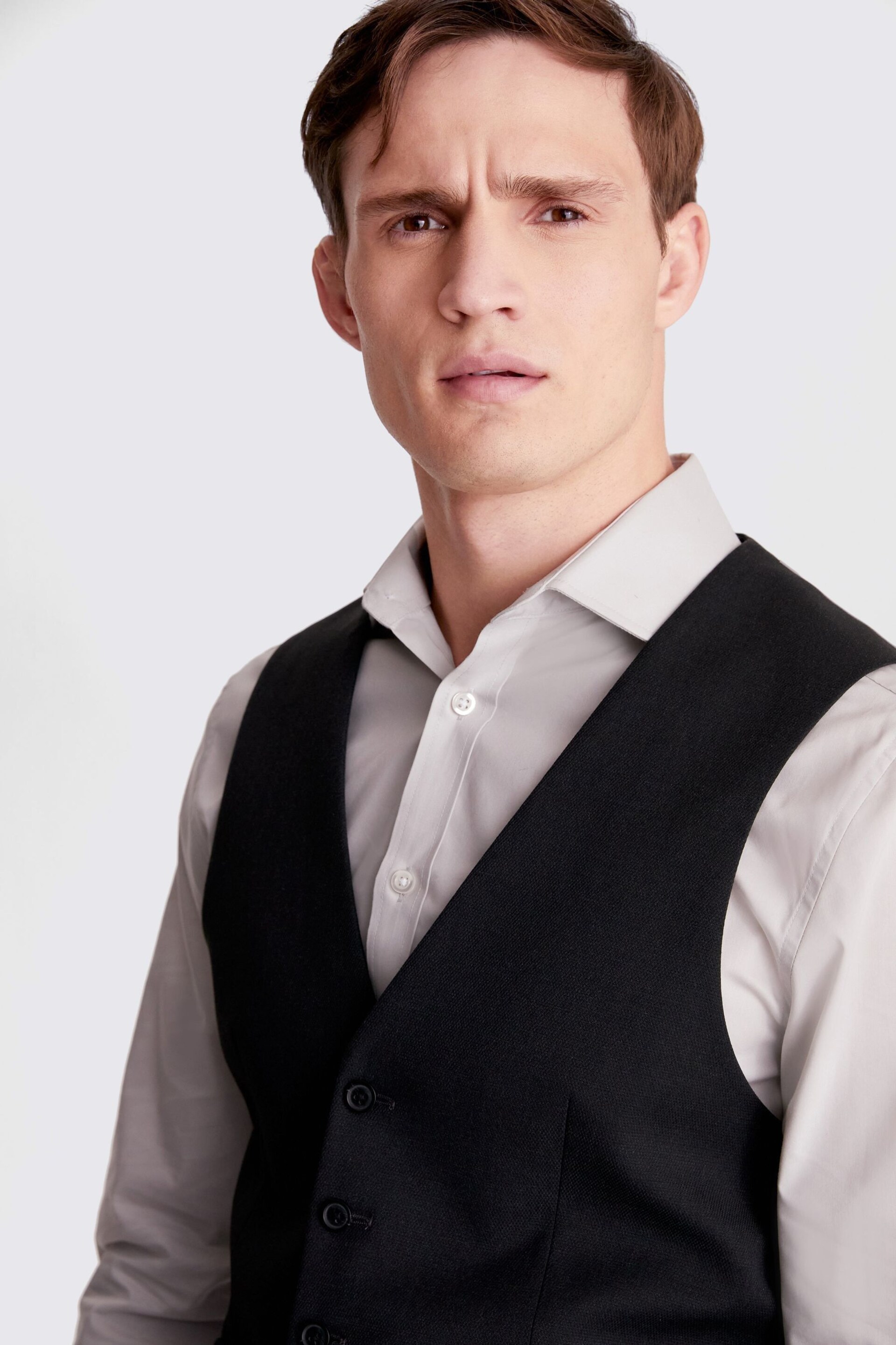 MOSS Charcoal Grey Stretch Suit: Waistcoat - Image 3 of 3