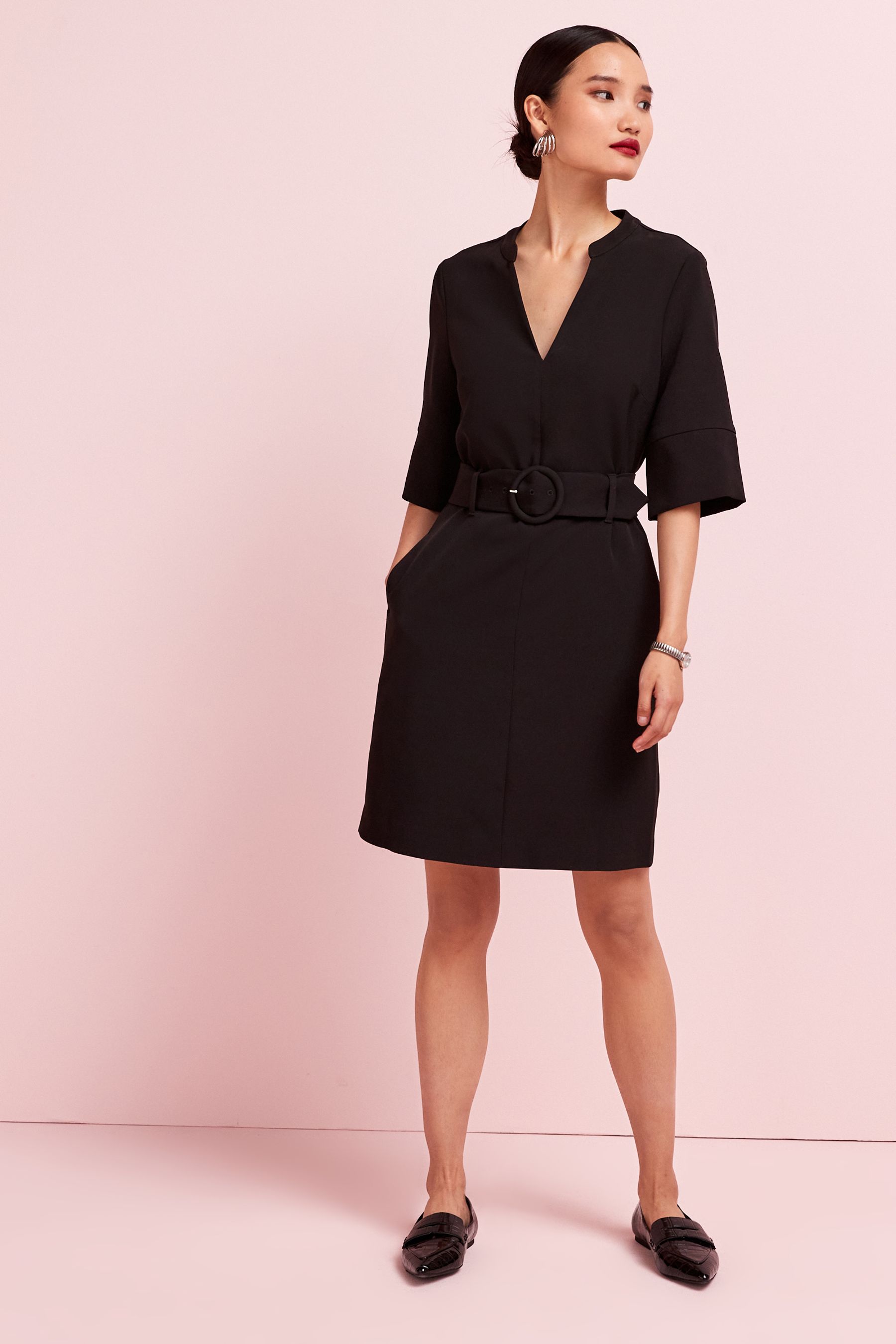 Buy Black Tailored Belted Mini Dress from Next Luxembourg