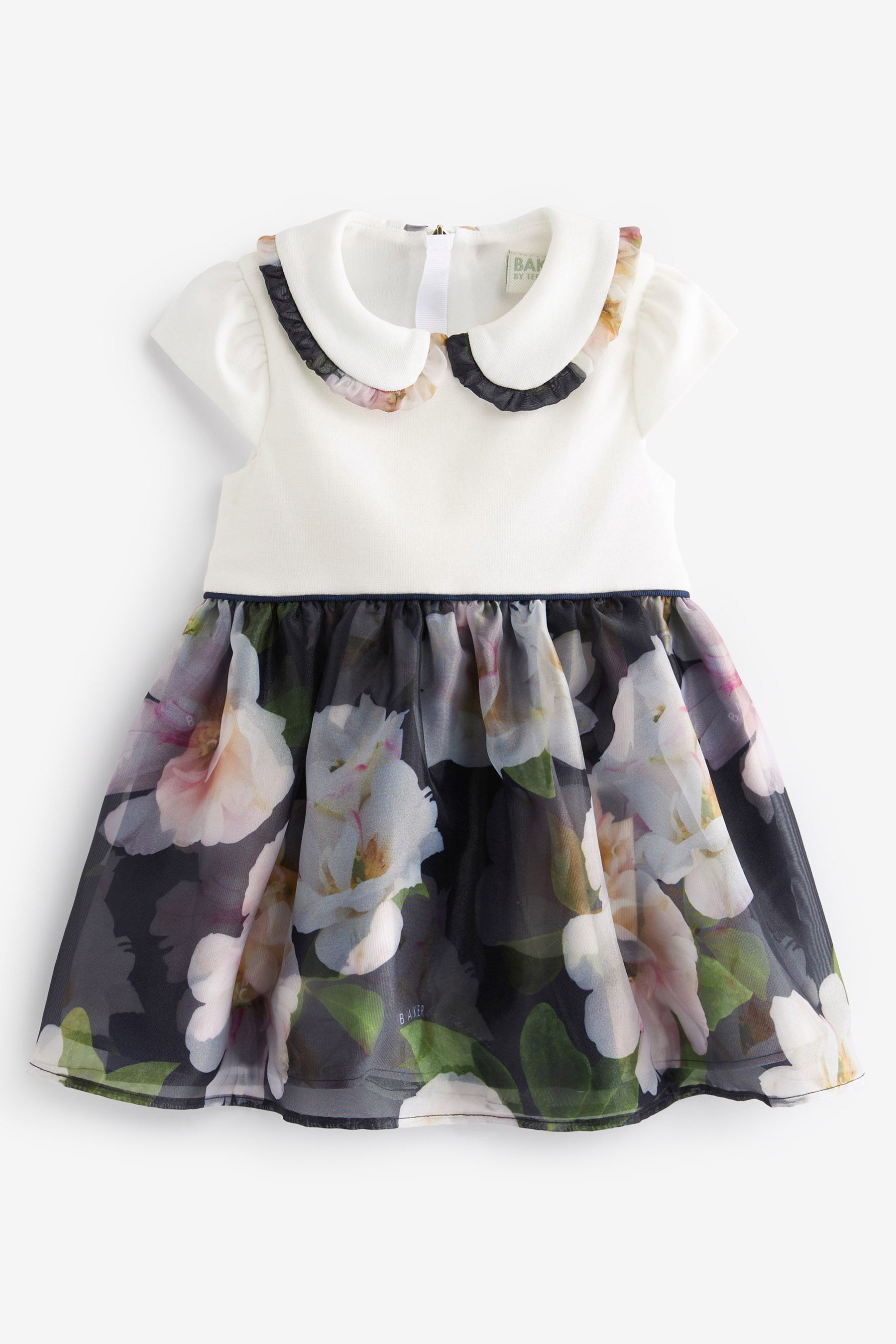 Buy Baker by Ted Baker Navy Blue Floral Organza Mockable Dress from Next Luxembourg