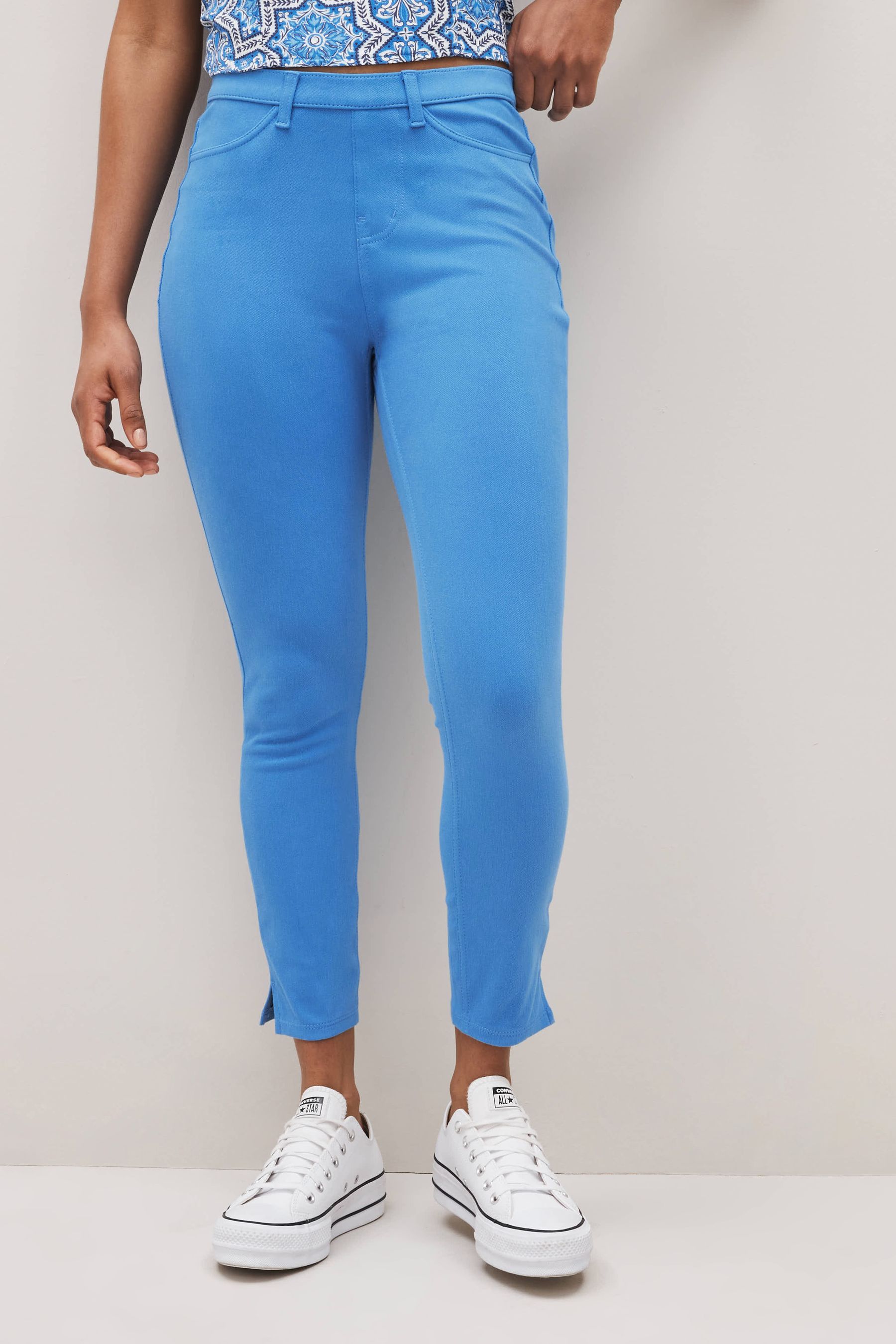 Buy Cornflower Blue Cropped Denim Jersey Leggings from Next Luxembourg