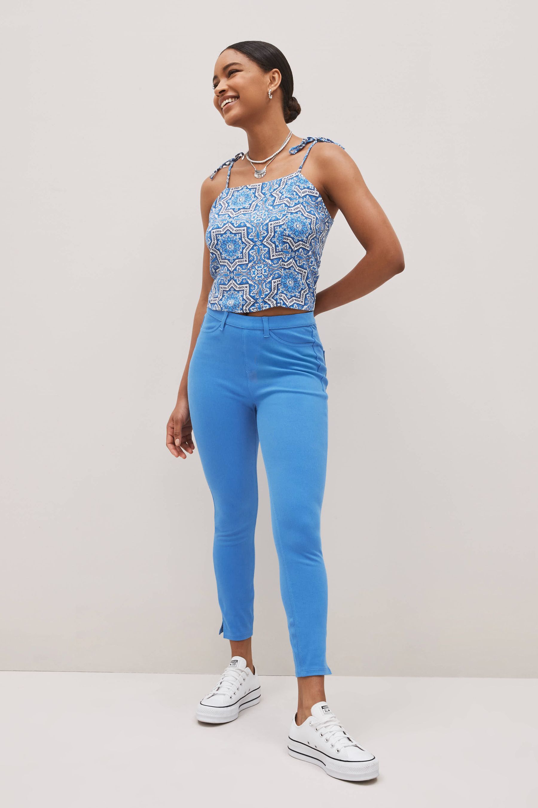 Buy Cornflower Blue Cropped Denim Jersey Leggings from Next Austria