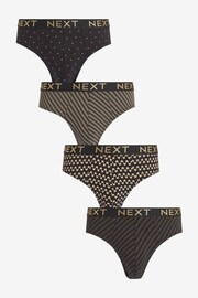 Black Gold Pattern 4 pack Cotton Rich Briefs - Image 1 of 10