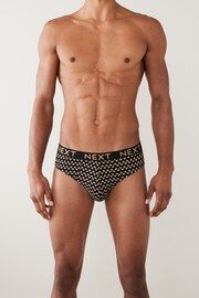 Black Gold Pattern 4 pack Cotton Rich Briefs - Image 2 of 10