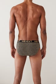 Black Gold Pattern 4 pack Cotton Rich Briefs - Image 3 of 10