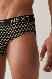 Black Gold Pattern 4 pack Cotton Rich Briefs - Image 4 of 10