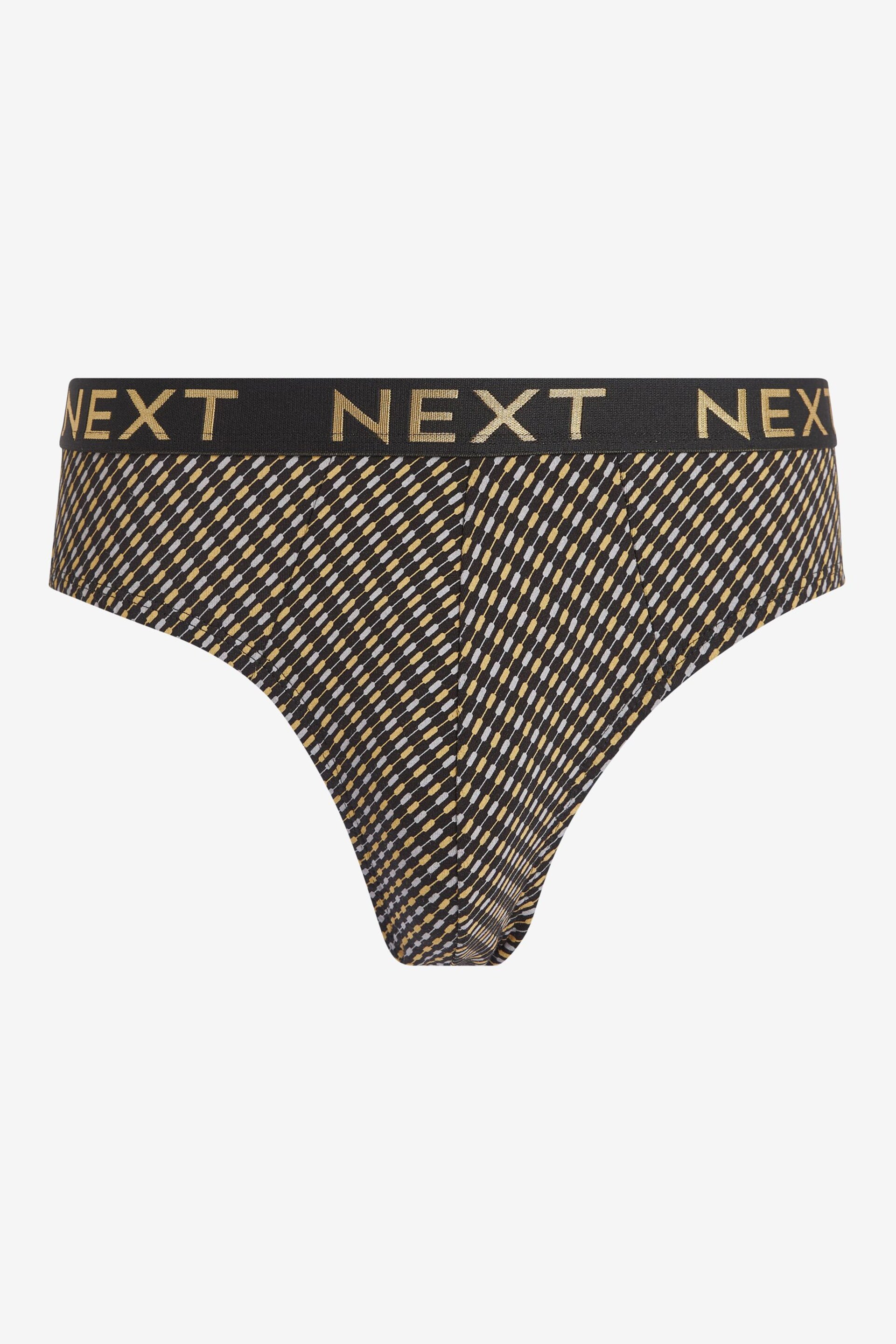 Black Gold Pattern 4 pack Cotton Rich Briefs - Image 6 of 10
