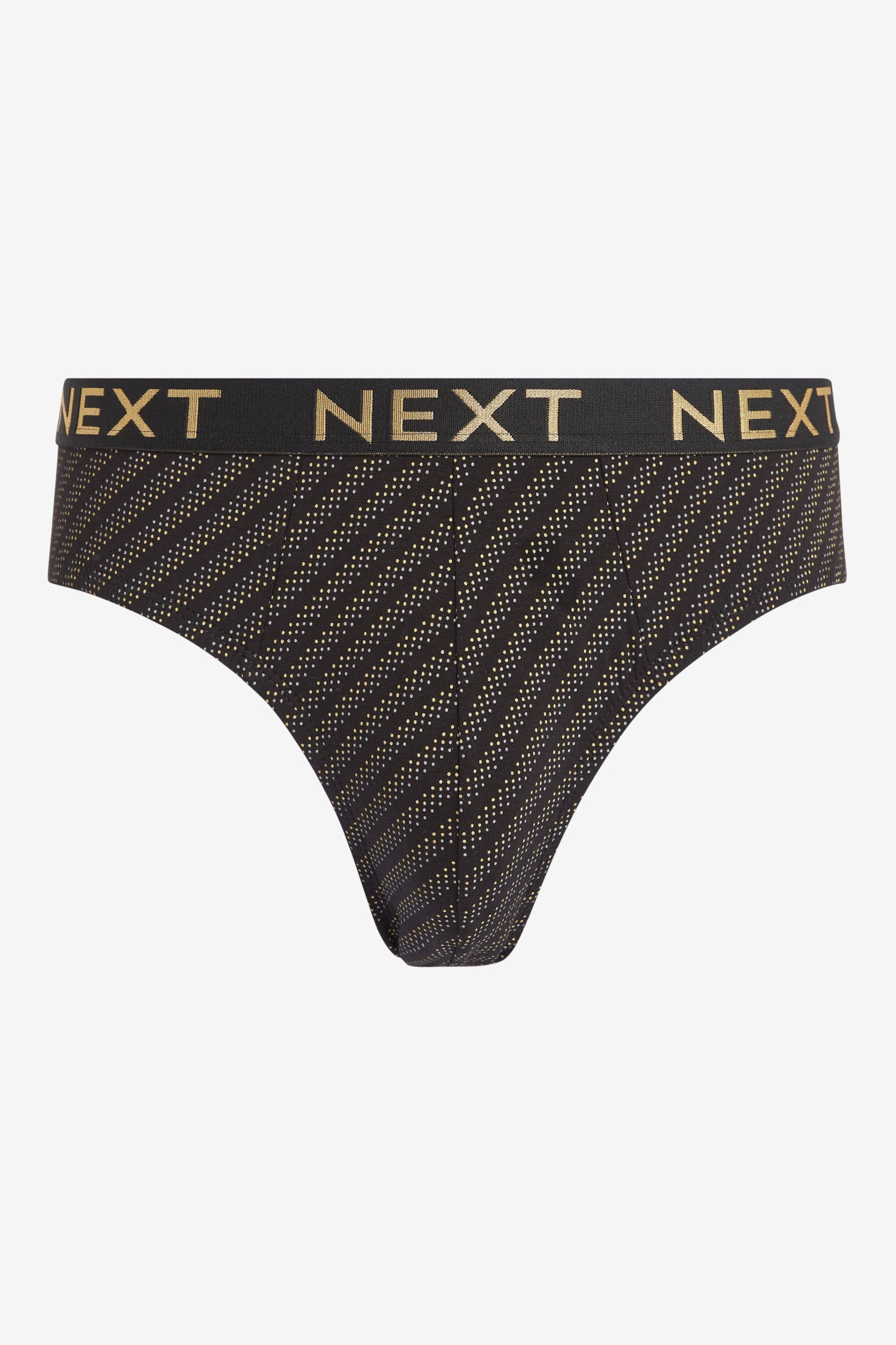 Black Gold Pattern 4 pack Cotton Rich Briefs - Image 8 of 10