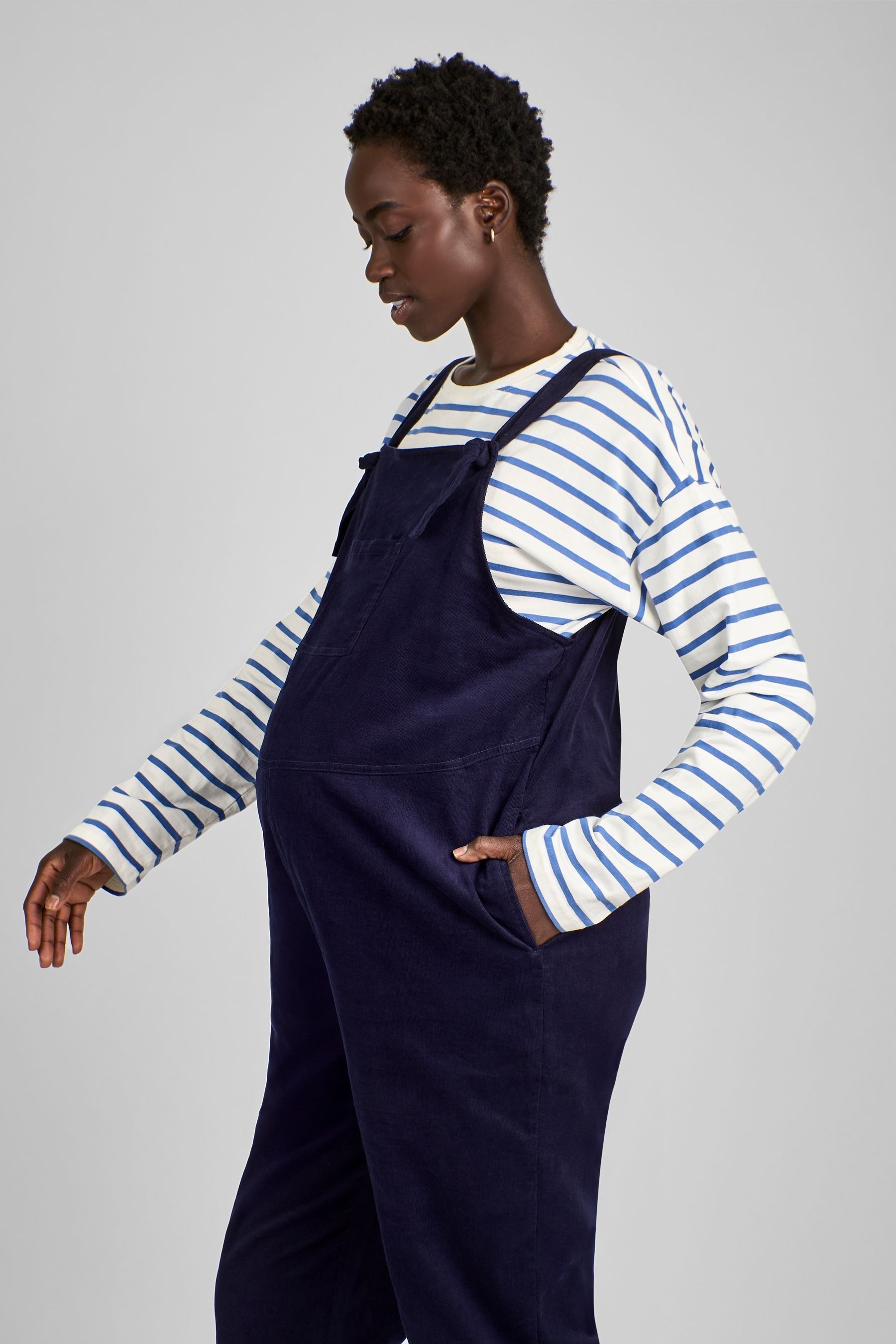 Buy JoJo Maman Bebe Navy Cord Maternity Dungarees from Next Luxembourg