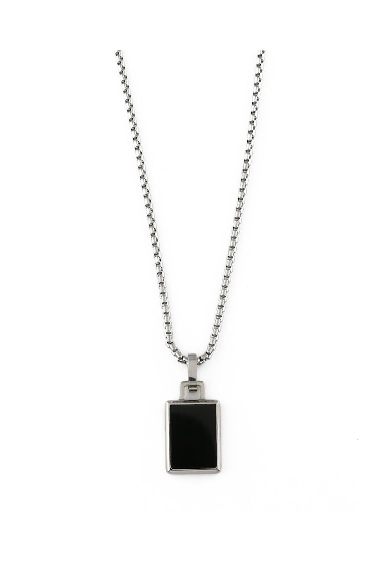 Orelia & Joe Silver Plated Black Oynx Tag Chain Necklace - Image 1 of 2