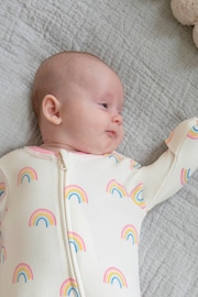 JoJo Maman Bébé Cream Rainbow Print Zip Baby Sleepsuit - Image 2 of 6