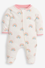 JoJo Maman Bébé Cream Rainbow Print Zip Baby Sleepsuit - Image 4 of 6