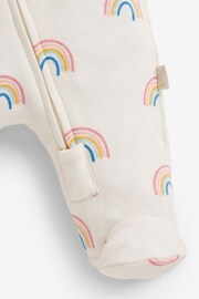 JoJo Maman Bébé Cream Rainbow Print Zip Baby Sleepsuit - Image 5 of 6