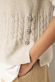 Neutral Brown Gem Button Shirt Layer Jumper - Image 5 of 7