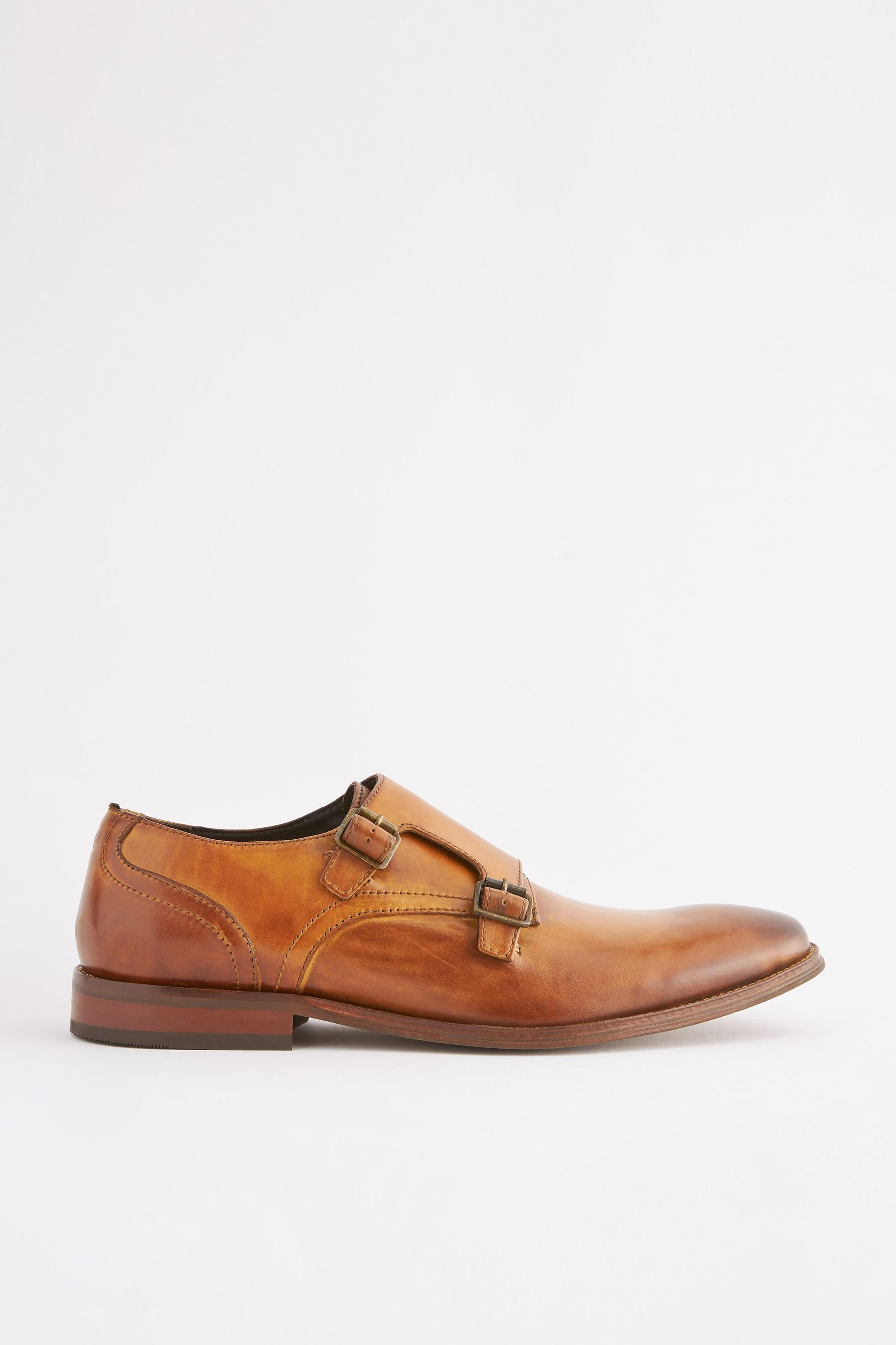 Buy Tan Brown Square Toe Double Strap Monk Shoes from Next Luxembourg