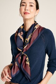 Joules Bloomfield Navy Printed Silk Square Scarf - Image 2 of 6