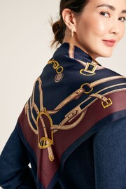 Joules Bloomfield Navy Printed Silk Square Scarf - Image 3 of 6