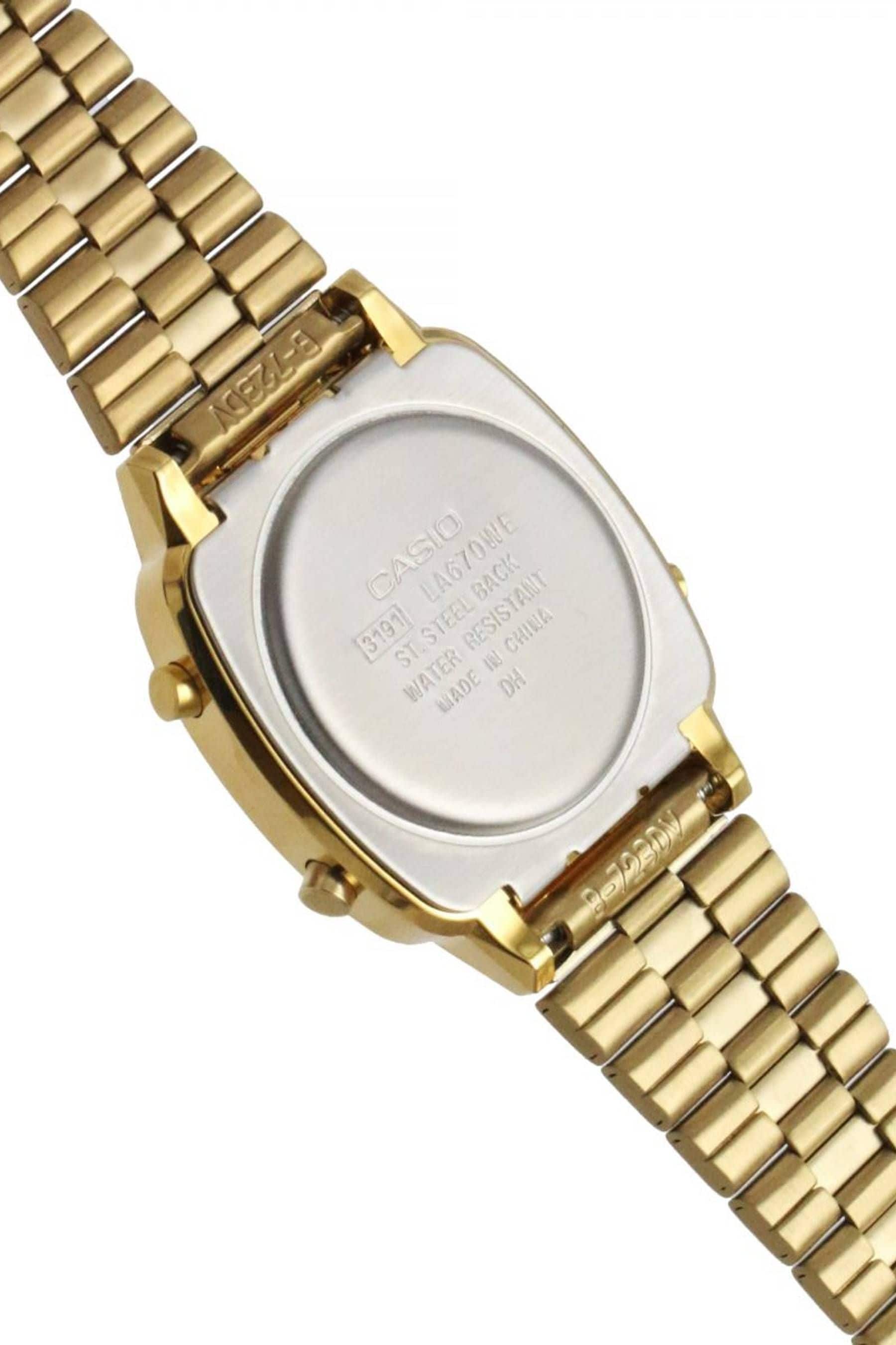 Casio lcd gold stainless steel bracelet watch discount