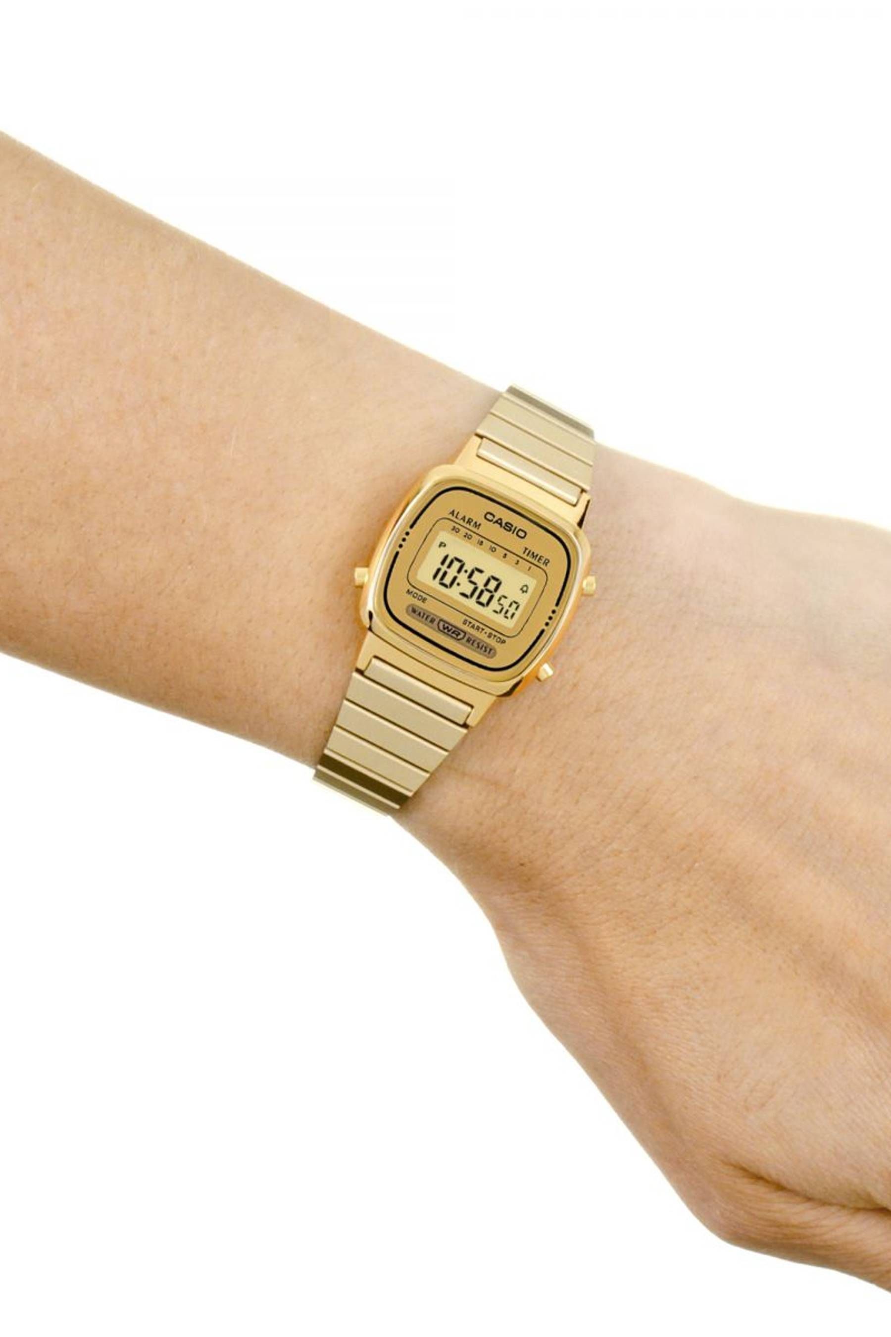 Casio lcd gold stainless steel bracelet watch discount