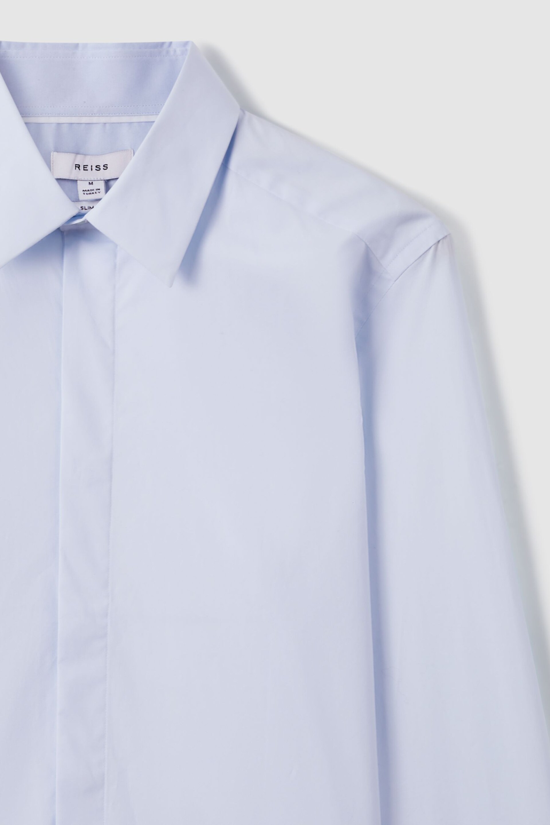 Reiss Blue Kiana Slim Fit Cotton Blend Shirt - Image 5 of 6