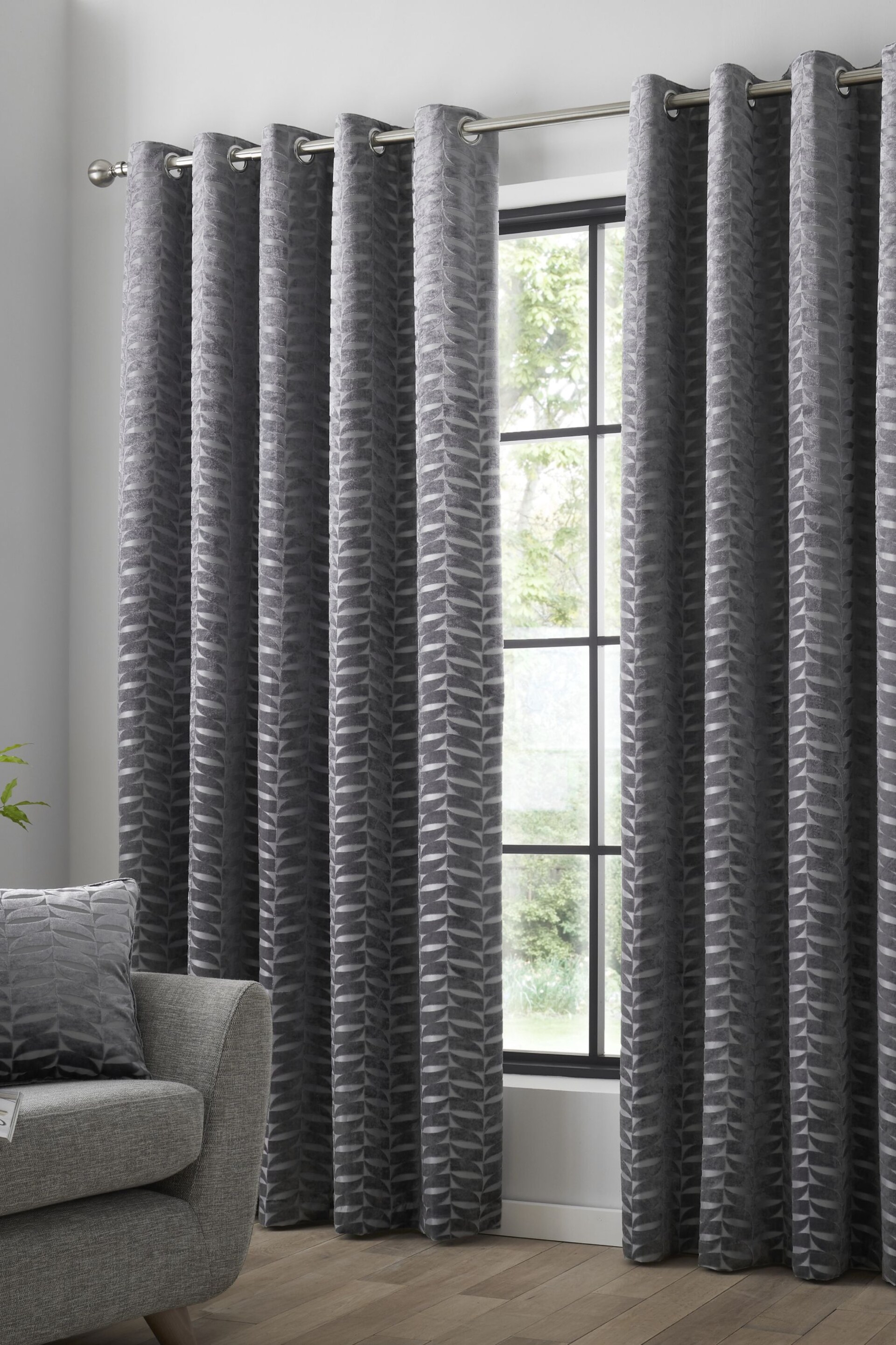 Curtina Grey Kendal Eyelet Curtains - Image 1 of 4