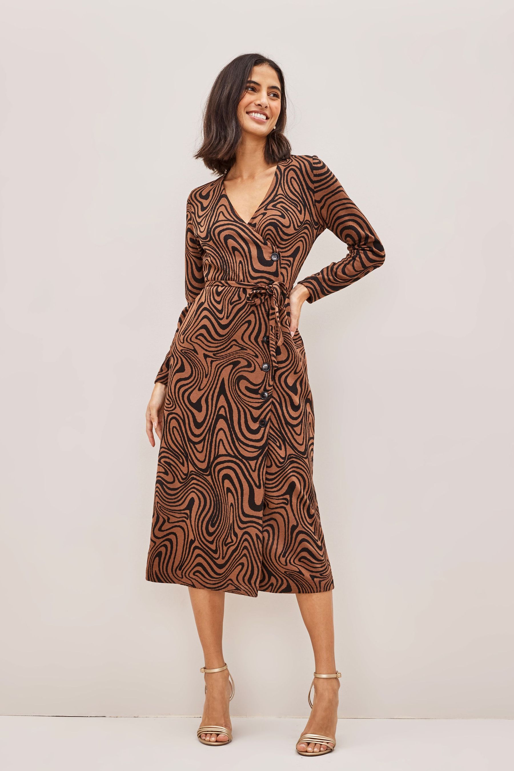 Next wrap button dress store
