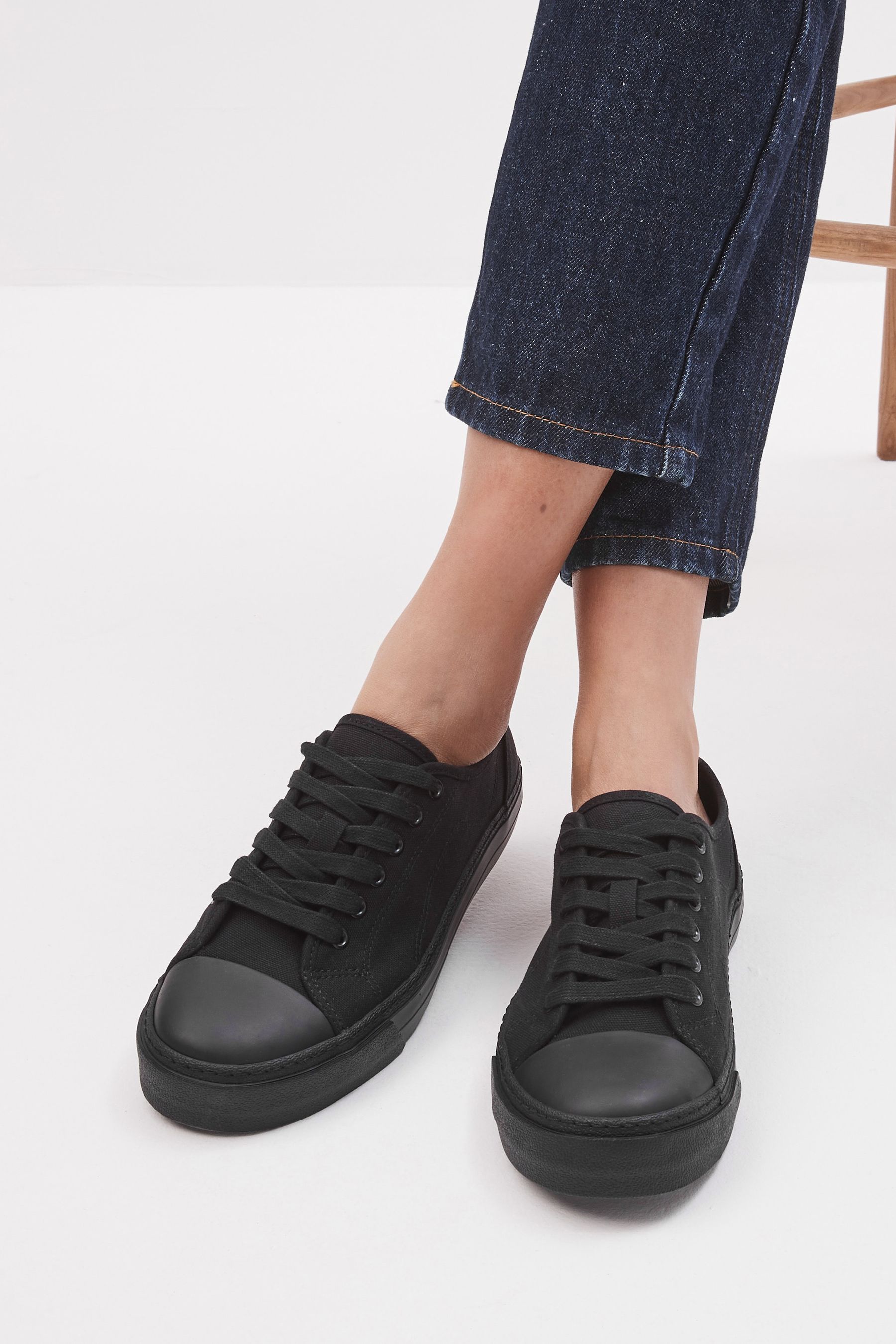 Buy Black Forever Comfort Baseball Canvas Trainers from the Next UK online shop