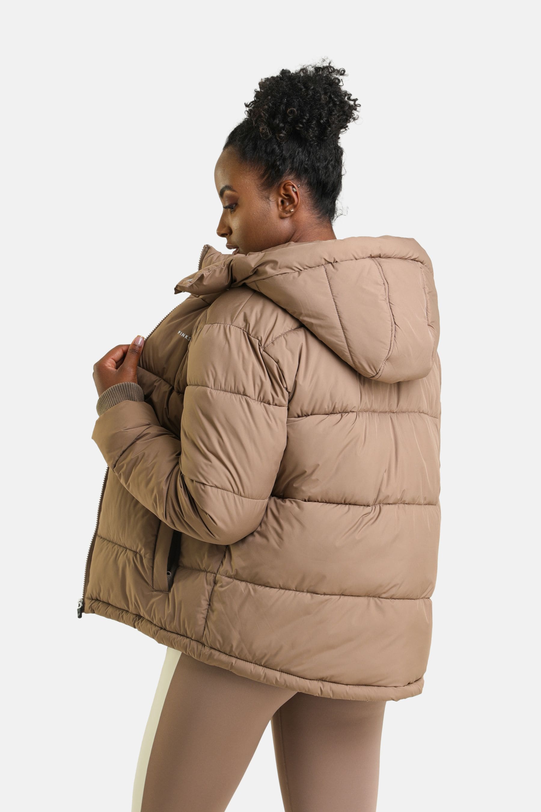 Buy Pink Soda Calabria Brown Padded Jacket from Next Luxembourg