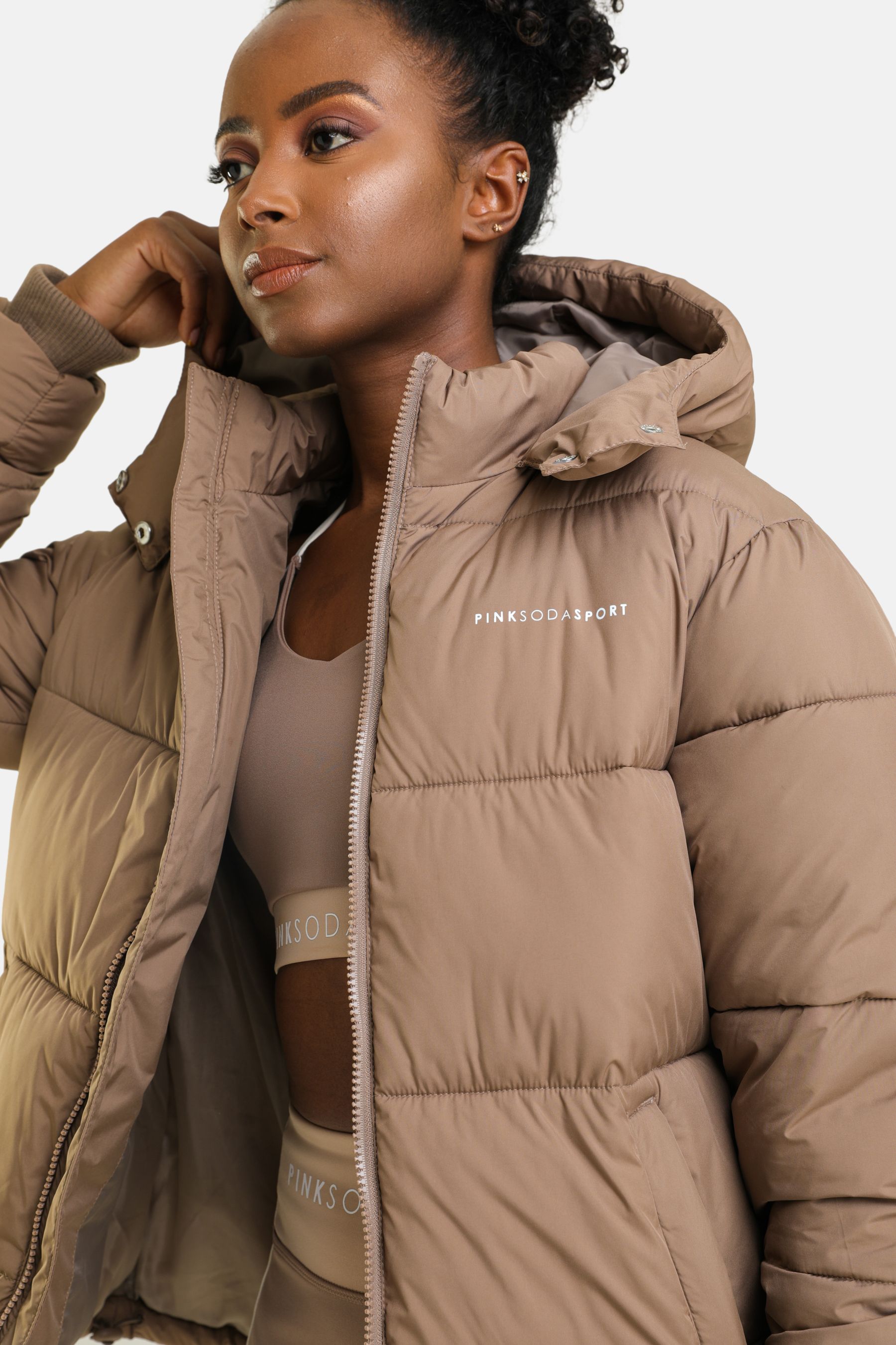 Buy Pink Soda Calabria Brown Padded Jacket from Next Luxembourg