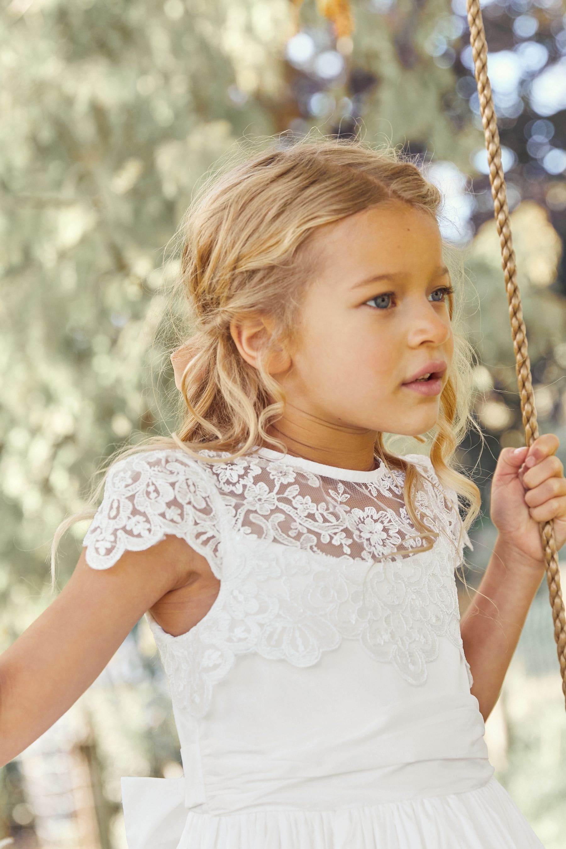 Buy White Lace Bodice Flower Girl Bow Dress 3 16yrs from Next Luxembourg