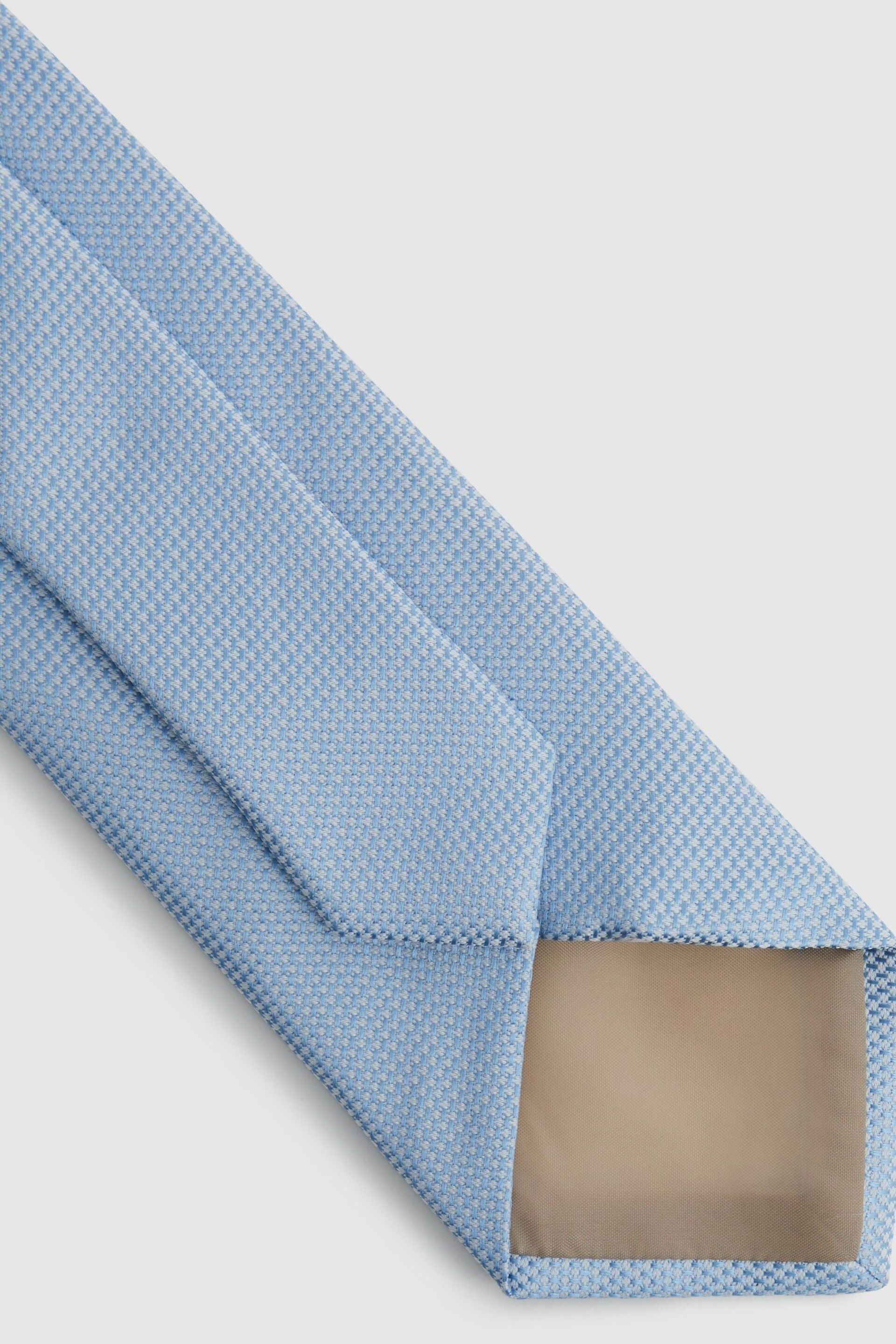 Reiss Soft Blue Ceremony Textured Silk Blend Tie - Image 4 of 5